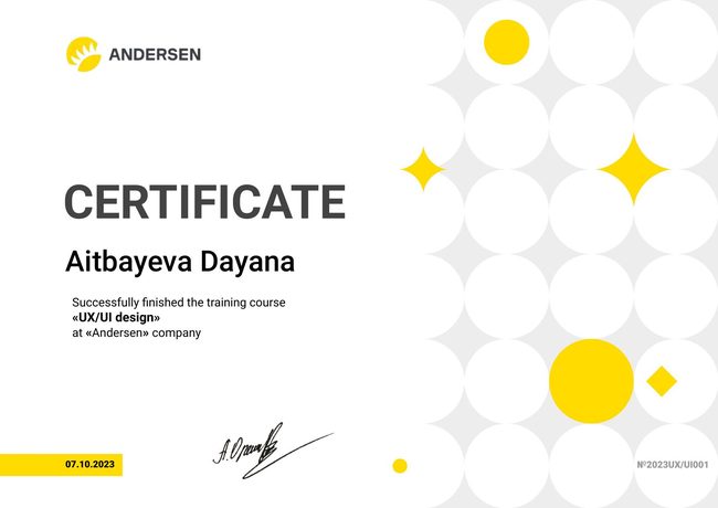 UX/UI Design certificate – Andersen