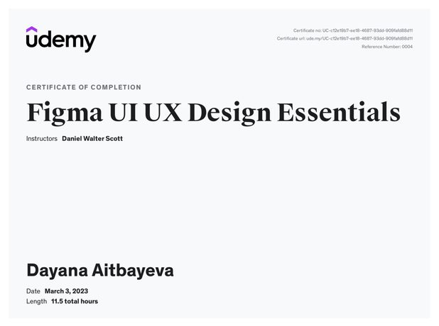 Figma UI/UX Design Essentials certificate – Udemy
