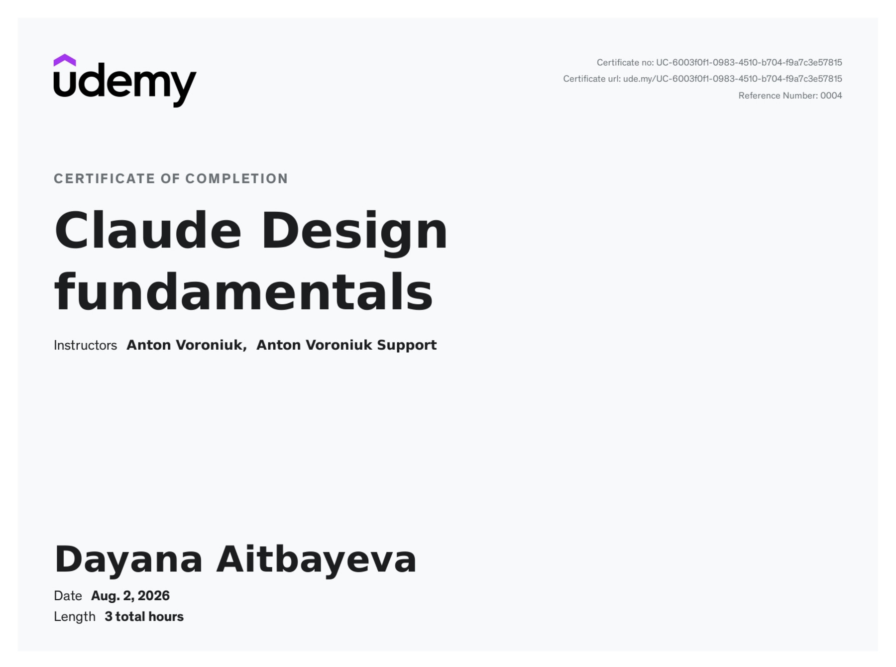 Claude Design Fundamentals certificate