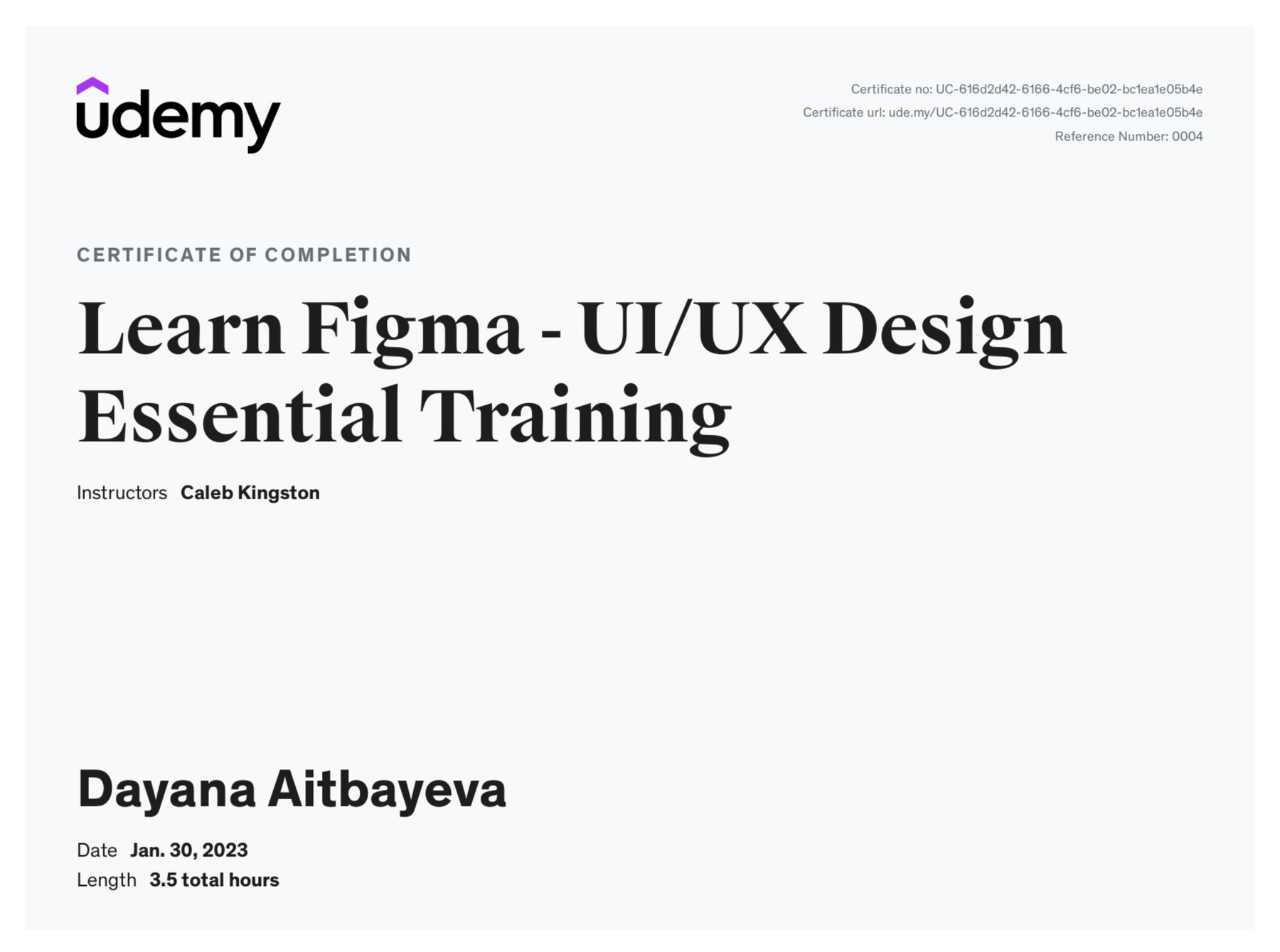 Learn Figma – UI/UX Design Essential Training certificate