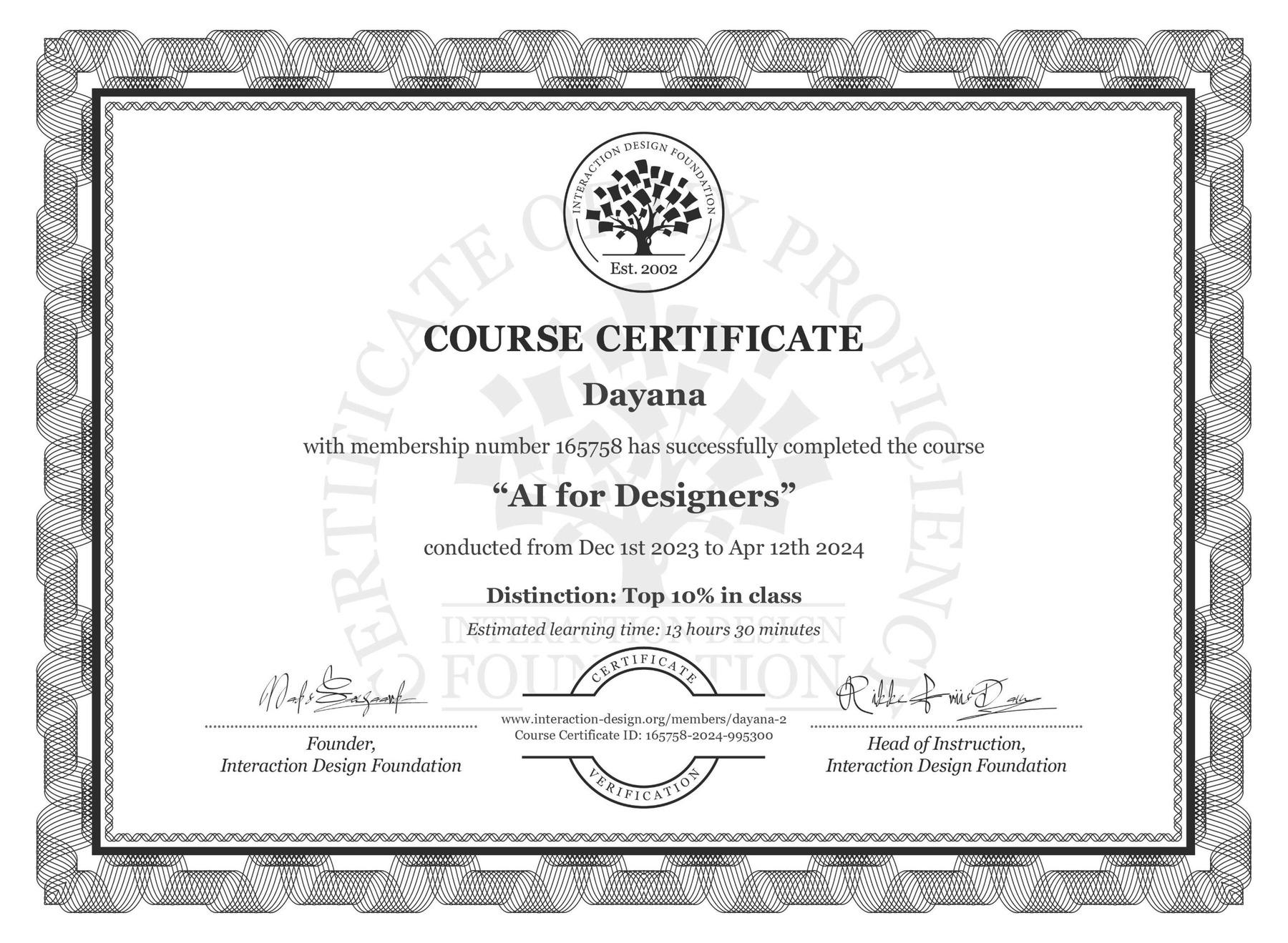 AI for Designers certificate